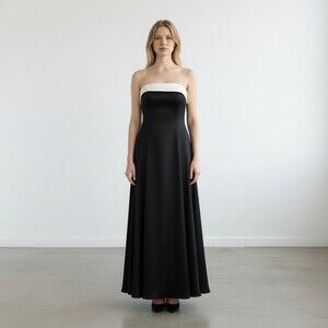 Urban Girl Nites Dress Womens Size 3/4 Black & White Colorblock Maxi Gown